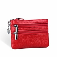 Women Casual Geniune Leather Zipper Small Purse Wallet Coin Bags Key Bags Card Holders