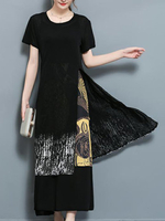 Women Casual Patchwork Two-Piece Maxi Slit Dresses