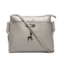 Women Casual PU Leather Crossbody Bag Stylish Deer Metal Decoration Shoulder Bag