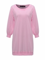 Women Casual Pure Color Long Sleeve O-neck Sweatshirt Dress