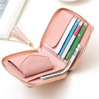 Women Casual Tassel Pu Wallet Lovely Card Coin Holder Portable Zipper Purse