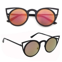Women Cat Eye Mirror Colorful Lens Fashion Sunglasses