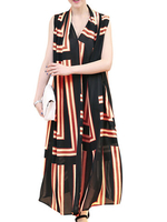 Women Chiffon Printed Sleeveless Long Maxi Dresses