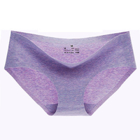 Women Comfortable Colored Cotton Seamless Panties Breathable Mid Waist Underwear