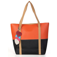 Women Contrast Color Pendant Casual Handbag Ladies Elegant Shopping Shoulder Bag