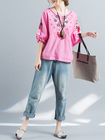 Women Embroidered Vintage T-shirts