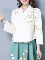 Women Floral Embroidered Long Sleeve HanFu Traditional Shirts