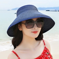 Women Foldable Bowknot Empty Top Wide Brim Beach Sun Straw Hat Outdoor Summer Travel Visor Cap