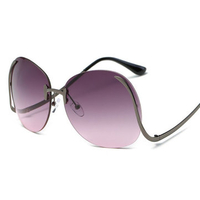 Women Frameless Curved Leg Anti-UV Sunglasses Gradient Lens Colorful Oceanic Mirror Glasses