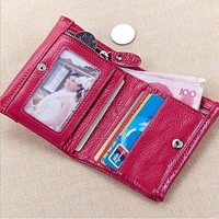 Women Genuine Leather Candy Color Casual Short Wallet Ladies Elegant Cards Purse