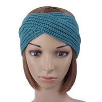 Women Girl Crochet Knit Cross Wide Headband Wool Hair Accessories