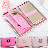 Women Girl PU Leather Wallet Long Card Holder Phone Case