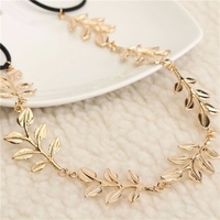 Women Golden Leaves Leaf Headband String Chain Hair Accessories