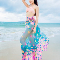 Women Hot Sexy Printed Sunscreen Summer Beach Floral Silk Scarf And Shawl