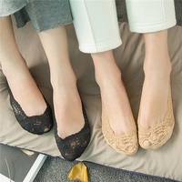 Women Invisible Antiskid Lace Boat Socks Shallow Liner No Show Peep Low Cut Hosiery