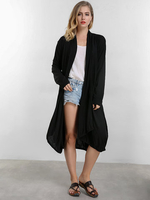 Women Jersey Knit Long Cardigan