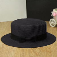 Women Ladies Fedora Hat Trilby Bowknot Straw Panama Summer Jazz Beach Sun Cap