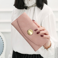 Women Lichee Pattern Long Wallet Card Holder Folding Purse