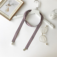 Women Llender Narrow Scarf Stripes Pendant Wild Small Scarf