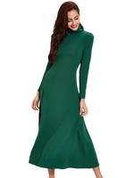 Women Long Sleeve Back Hollow Out Long Maxi Dress