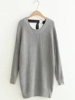 Women Long Sleeve Metal Ring Pure Color Knitted Sweaters