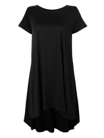 Women Loose Solid Irregular Black Party Mini Dress