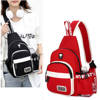 Women Men Earphone Hole Crossbody Bag Withe Bottle Place Chest Bag Shoulder Bag