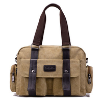 Women Multi Zipper Pockets Canvas Handbags Casual Shoulder Bags Autumn Crossbody Bags