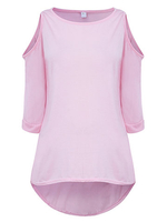 Women Off Shoulder Irregular Hem Pure Color Casual T-shirts