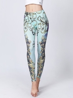 Women Peacock Printed Stretch Yoga Pants