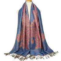 Women Peacork Jacquard Cotton Winter Scarf Wrap Shawls