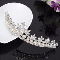 Women Pearl Bridal Crown Headdress Headband Hair Accessories