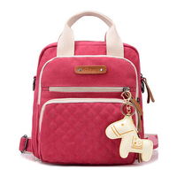 Women Preppy Style Casual Canvas Multifunctional Deer Pendant Shoulder Bags Satchel Backpack
