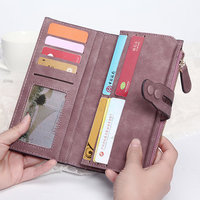 Women PU Hasp Long Wallet Candy Color Card Slot Bag Card Wallet
