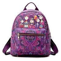 Women PU Leather Cartoon National Backpack Shoulder Bag