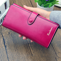 Women PU Leather Multi-slots Card Holder Long Wallet Purse