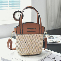 Women PU Leather Straw Beach Mini Crossbody Bag Holiday Bag Phone Bag