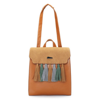Women PU Leather Tassel Vintage Backpack Retro Shoulder Bag