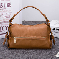 Women PU Shopping Bag Zipper Square Handbag Moon Bag Shopping Bag