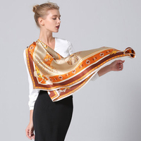 Women Pure Silk Square Scarf Print Flowers Soft Shawl