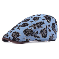 Women Retro Literary style Embroidery Flower Beret Caps Casual Sunshade Forward Cap Flat Hat Gorras