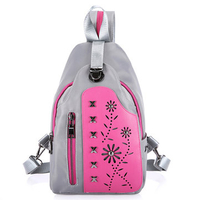 Women Rivet Hollow Nylon Crossbody Bag Waterproof Chest Pack