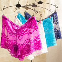 Women Sexy Full Lace Transparent Boyshorts Low Waist Hollow Out Panties Underwear