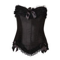 Women Sexy Lace Up Strapless Corset Cute Bowknot Satin Temptation Bustier