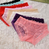 Women Sexy See Through Floral Lace Briefs Hollow Low Waist Temptation Underwear