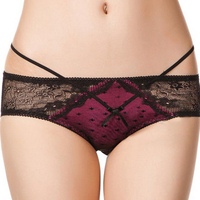 Women Sexy Transparent Embroidered Lace Briefs Breathable String Mid Waist Panties
