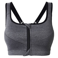 Women Sexy Zipper Front Sports Bra Super Shockproof No Rims Running Bras