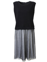 Women Sleeveless Color Block Hem Gauze Patchwork Dress