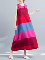 Women Sleeveless Loose Stripe Maxi Dresses