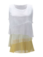 Women Sleevelss Contrast Color Multi-layered Chiffon Tank Tops